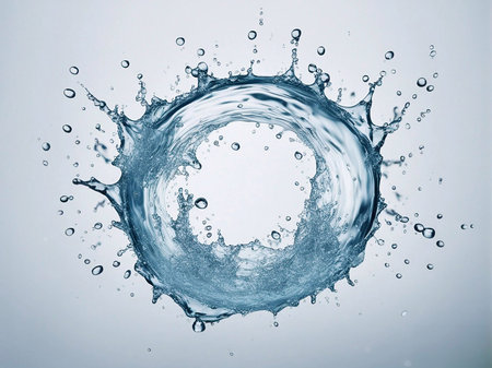 water splashing on white background generative ai illustrationの素材