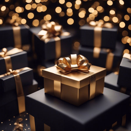 gift boxes in the city Black Friday  Cinematic daylight generative ai illustrationの素材