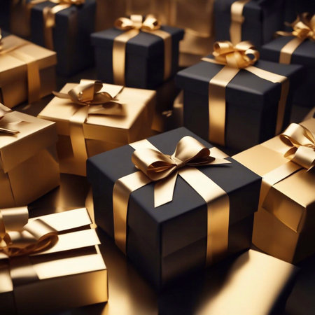 gift boxes in the city Black Friday  Cinematic daylight generative ai illustrationの素材