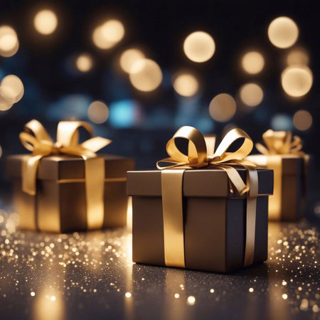 gift boxes in the city Black Friday  Cinematic daylight generative ai illustrationの素材