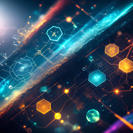 Abstract Chemistry high-tech technology science internet background generative ai illustrationの素材