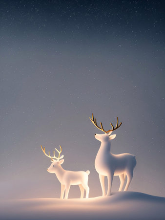 Christmas background, atmosphere, lights, falling snow, beautiful pine trees,New Year's Day, copy space, festive background, snow field,generative ai illustrationの素材