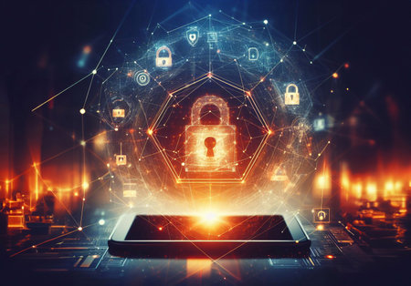 Internet security system concept background generative aiの素材