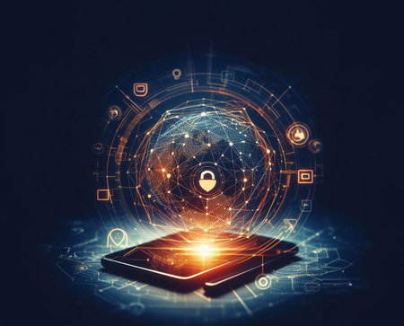 Internet security system concept background generative aiの素材