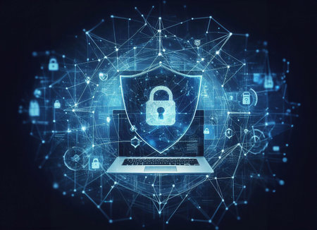 Internet security system concept background generative aiの素材