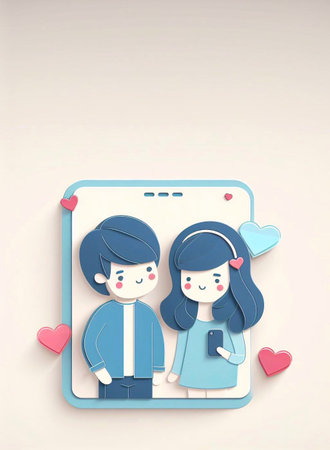 couple made from paper cutting,Valentine's Day   generative ai illustrationの素材