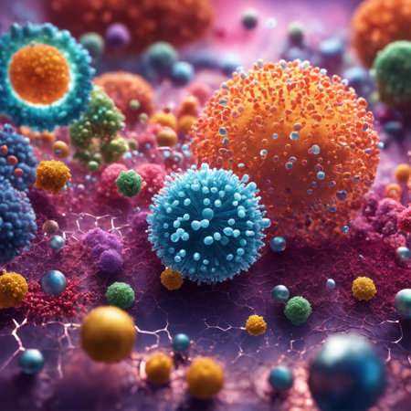 virus bacteria molecule bubbles biotechnology background,generative ai illustrationの素材