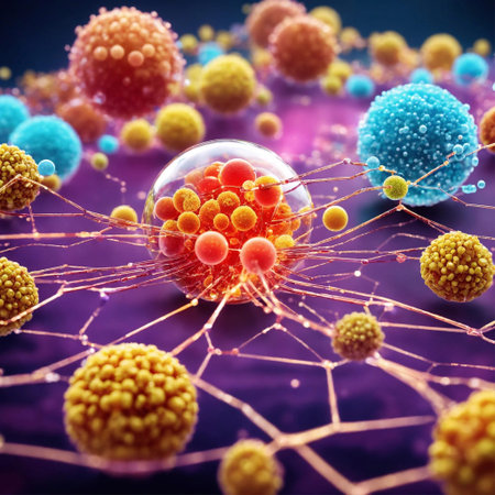 virus bacteria molecule bubbles biotechnology background,generative ai illustrationの素材