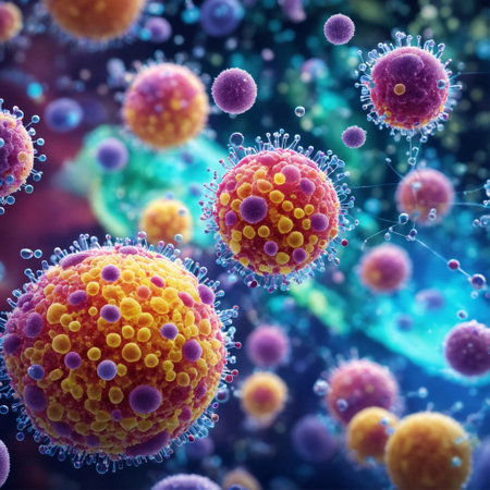 virus bacteria molecule bubbles biotechnology background,generative ai illustrationの素材