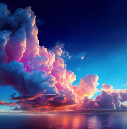 Twilight Sky . Stunning sky Vibrant Sky And Stunning abstract Clouds background generative aiの素材