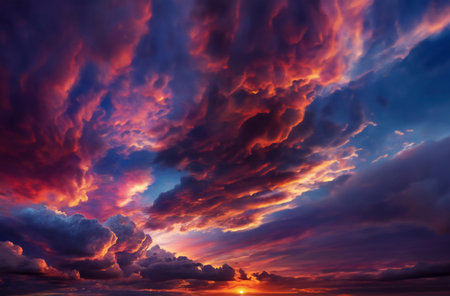 Twilight Sky . Stunning sky Vibrant Sky And Stunning abstract Clouds background generative aiの素材