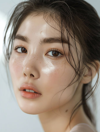 Beautiful Asian woman, model For Cosmetics, Supermodel. generative aiの素材
