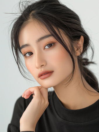 Beautiful Asian woman, model For Cosmetics, Supermodel. generative aiの素材