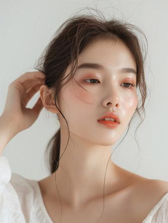 Beautiful Asian woman, model For Cosmetics, Supermodel. generative aiの素材