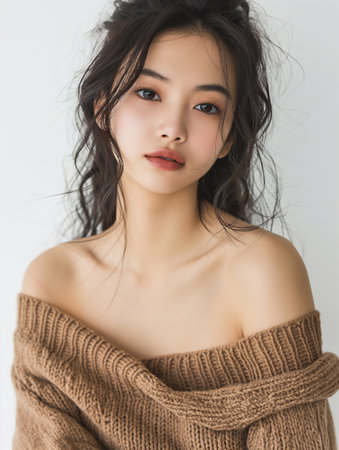 Beautiful Asian woman, model For Cosmetics, Supermodel. generative aiの素材