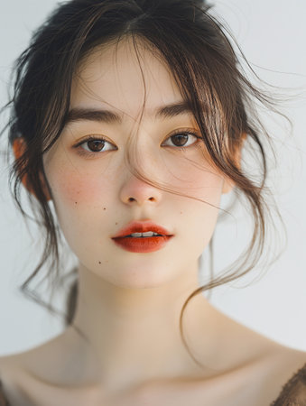 Beautiful Asian woman, model For Cosmetics, Supermodel. generative aiの素材