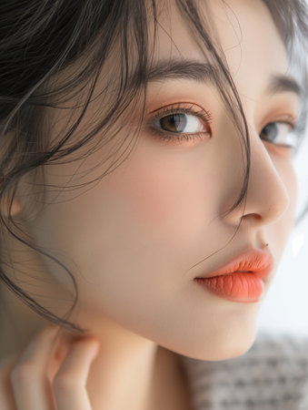 Beautiful Asian woman, model For Cosmetics, Supermodel. generative aiの素材