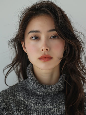 Beautiful Asian woman, model For Cosmetics, Supermodel. generative aiの素材