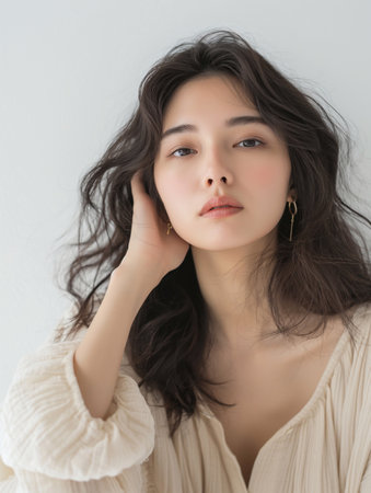 Beautiful Asian woman, model For Cosmetics, Supermodel. generative aiの素材