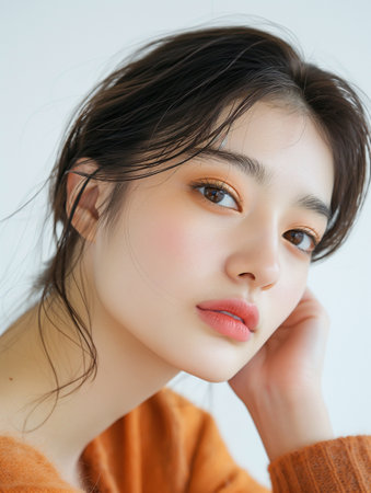 Beautiful Asian woman, model For Cosmetics, Supermodel. generative aiの素材