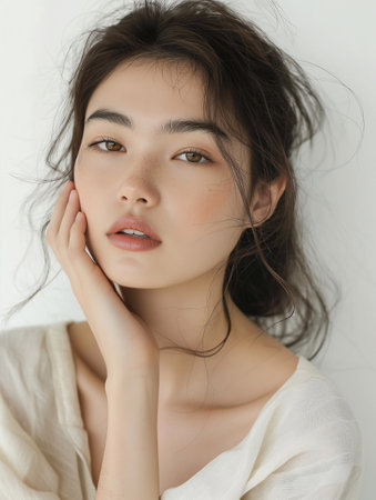 Beautiful Asian woman, model For Cosmetics, Supermodel. generative aiの素材