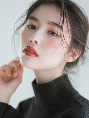 Beautiful Asian woman, model For Cosmetics, Supermodel. generative aiの素材