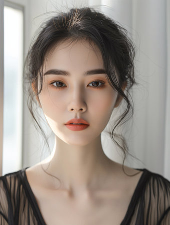 Beautiful Asian woman, model For Cosmetics, Supermodel. generative aiの素材