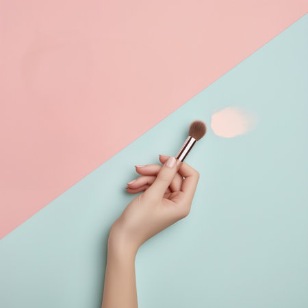Women hand models and  products Cosmetics, beautiful pastel background generative ai artの素材