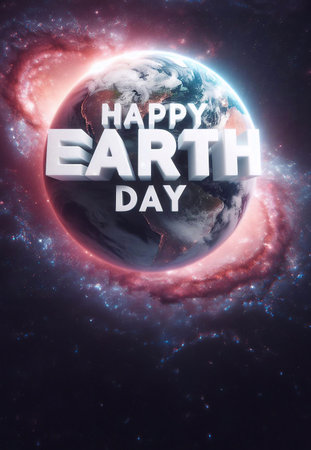 Happy Earth Day Poster illustration. Planet and astronaut.generative aiの素材