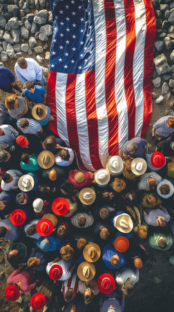 USA flag and people,Independence Day.National Day celebration,silhouette,generative aiの素材