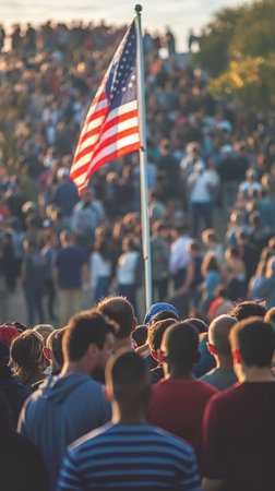 USA flag and people,Independence Day.National Day celebration,silhouette,generative aiの素材