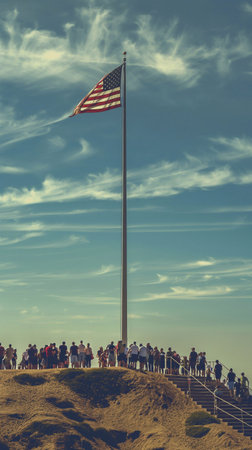 USA flag and people,Independence Day.National Day celebration,silhouette,generative aiの素材