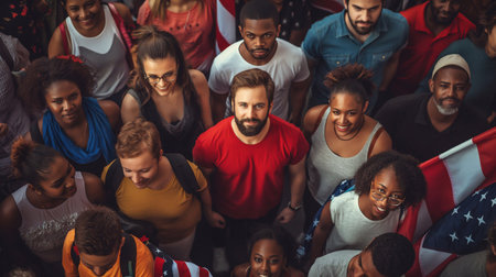 USA flag and people,Independence Day.National Day celebration,silhouette,generative aiの素材