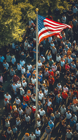 USA flag and people,Independence Day.National Day celebration,silhouette,generative aiの素材