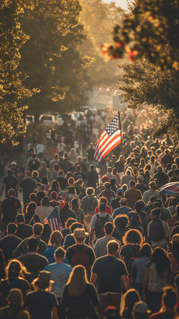 USA flag and people,Independence Day.National Day celebration,silhouette,generative aiの素材