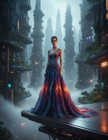 Fantasy Gown in Sky City Futuristic fashionの素材