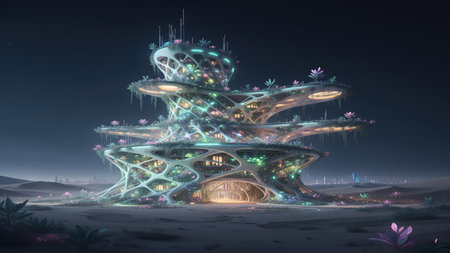 Eco-Futuristic-Desert-City-Skyscraper-Bio-Architecture-Sustainable-Mars-Colonyの素材