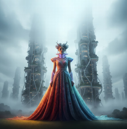 Fantasy Gown in Sky City Futuristic fashionの素材