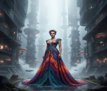 Fantasy Gown in Sky City Futuristic fashionの素材