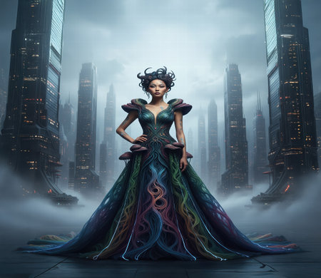 Fantasy Gown in Sky City Futuristic fashionの素材