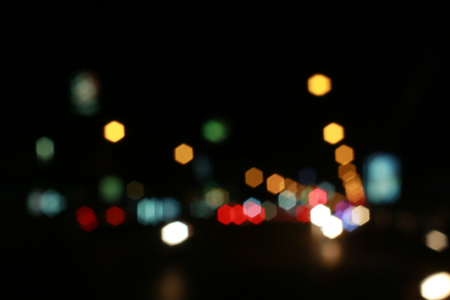 Bokeh colorful  abstract defocused city on streetの写真素材