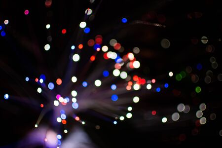 Circle colorful bokeh light celebrate at night, defocus light abstract background.の写真素材