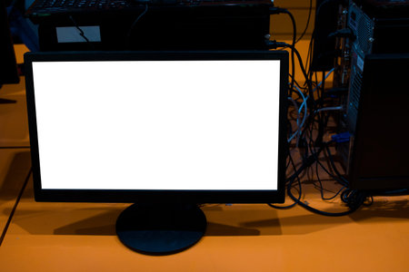 Desktop computer on white clipping inside.