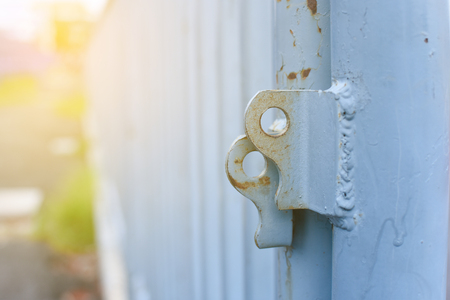 The iron door is not lockedの写真素材