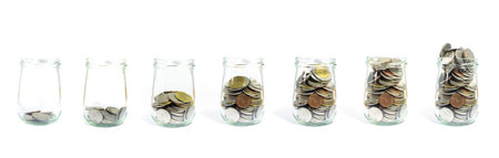 Saving money and account growth business concept. Coin thai baht.