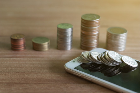 Coins stack of coins saving money and income or investment ideas and financial management for the future.の写真素材