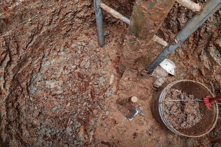 Dig a well for water, Water Well Drilling, Groundwater hole drilling machine, boreholesの写真素材