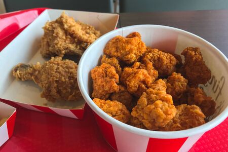 Fried chicken pop nuggets ready to eatの写真素材