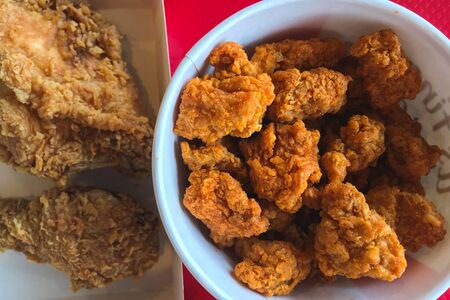 Fried chicken pop nuggets ready to eatの写真素材