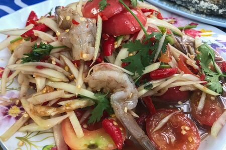Papaya salad northeastern food Thailandの写真素材